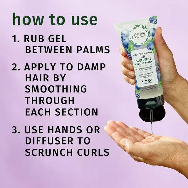 Her~bal Essences Curls Scrunching Hair Spray Gel for Curly Hair, 24-Hour Hold & Frizz Control, Defines & Enhances Curls, 170g