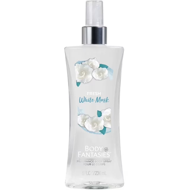 Body Fantasiies Signature Fresh White Musk Body Spray for Women, Long-Lasting Fragrance Mist, Light & Clean Scent, Everyday Perfume Spray, 236mL