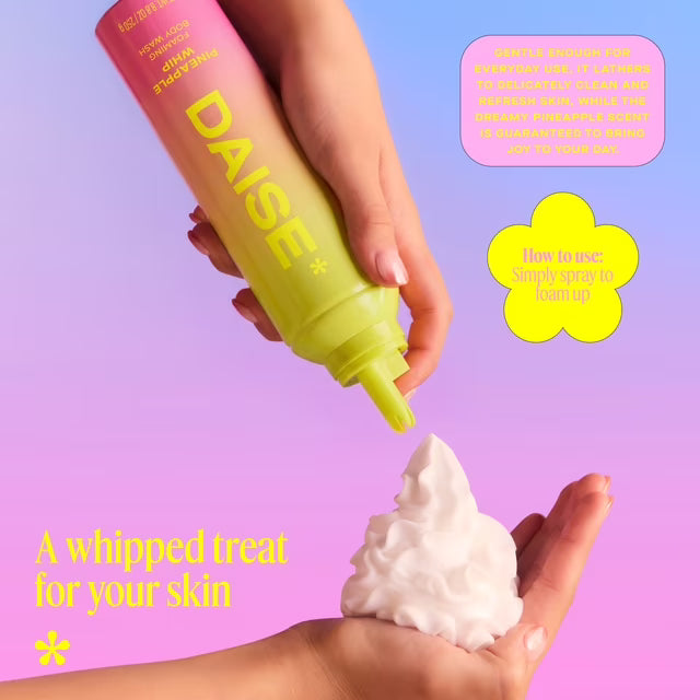 DAIS~E Foaming Body Wash in Pineapple Whip – Ultra Hydrating Cleanser for Soft, Smooth Skin, 250 g / 8.8 oz – Refreshing Tropical Scent, Gentle Daily Body Cleanser for All Skin Types