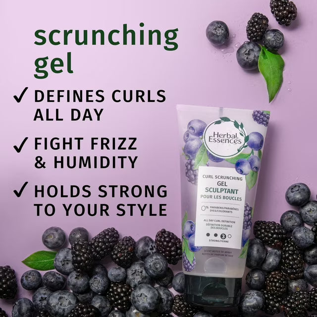Her~bal Essences Curls Scrunching Hair Spray Gel for Curly Hair, 24-Hour Hold & Frizz Control, Defines & Enhances Curls, 170g