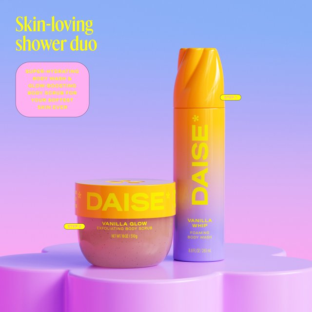 DAISE Exfoliating Body Scrub in Vanilla Glow, For Soft Glowing Skin, 18 oz/510 g, body scrub, exfoliant, skin, glowing