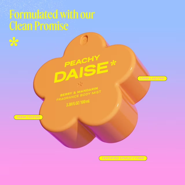 DAISE Peachy Daise Fragrance Body Mist in Berry & Mandarin, 3.3 fl oz/100 ml, spritz, spray, perfume