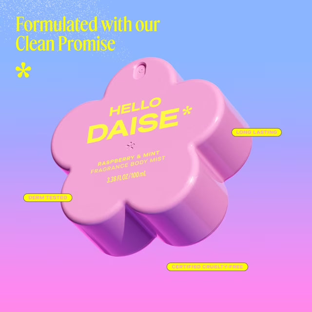DAISE Hello Daise Fragrance Body Mist in Raspberry & Mint, 3.3 fl oz/100 mL, body mist, spritz, spray
