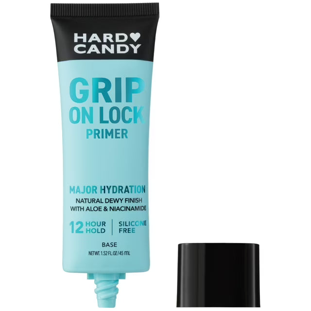 Hard Candy Grip On Lock Water-based 12-Hour Face Primer, Hydrating, Aloe Vera, Niacinamide, 1.52 fluid ounces