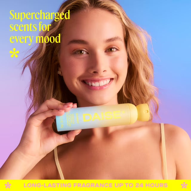 DAISE Sunny Daise All Body Spray & Deodorant in Vanilla & Coconut for 24h Freshness, 3.5 oz/120 ml, aerosol, perfume, scent