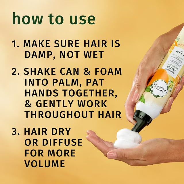 Herbal Essences Volumizing Mousse, Weightless Volume, All Day Hold Mousse for Fine Hair, 192g