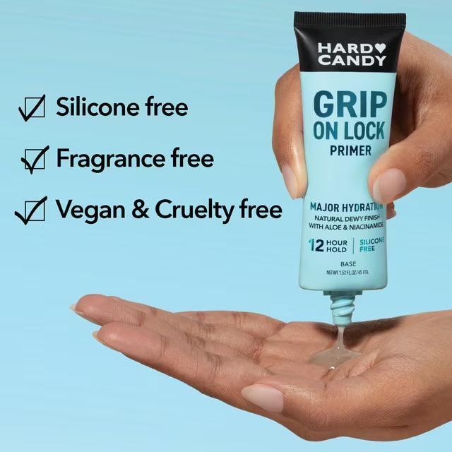 Hard Candy Grip On Lock Water-based 12-Hour Face Primer, Hydrating, Aloe Vera, Niacinamide, 1.52 fluid ounces